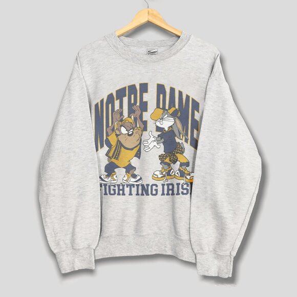 Vintage 1990s University Of Notre Dame Fighting Irish Looney Tunes Sweatshirt - Picture 1 of 2